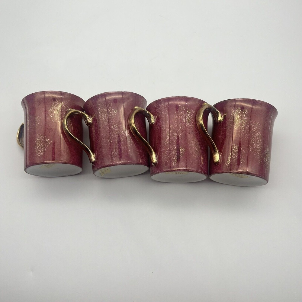 Pottery Barn Hiraki Coffee Mugs Iridescent Japan Lusterware Gold Handle Set of 4 - Picture 6 of 9
